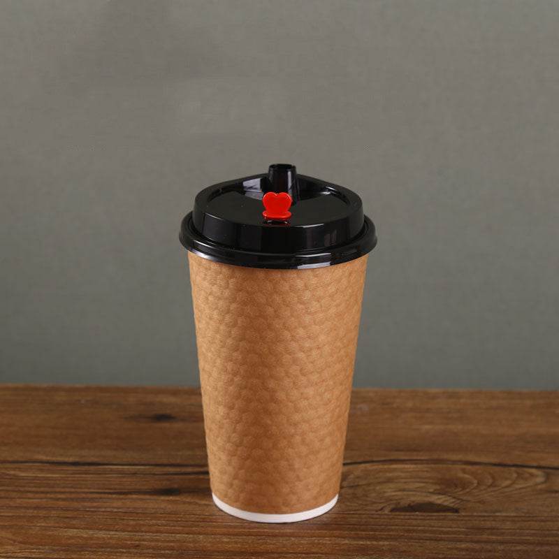 Diamond Paper Disposable With Lid Coffee Takeaway Packing Cup - Mubimart