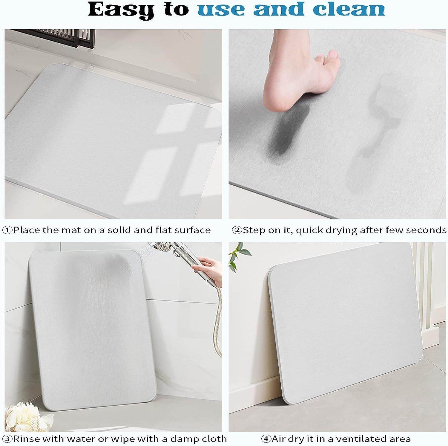 Diatomite Stone Bath Mat Absorbent Drying Bathstone Bathmat Rugs Non-Slip Mat - Mubimart