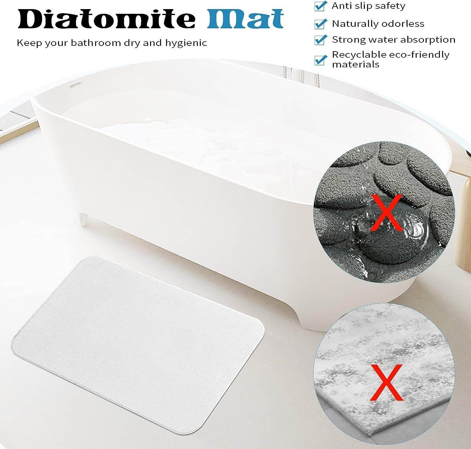 Diatomite Stone Bath Mat Absorbent Drying Bathstone Bathmat Rugs Non-Slip Mat - Mubimart