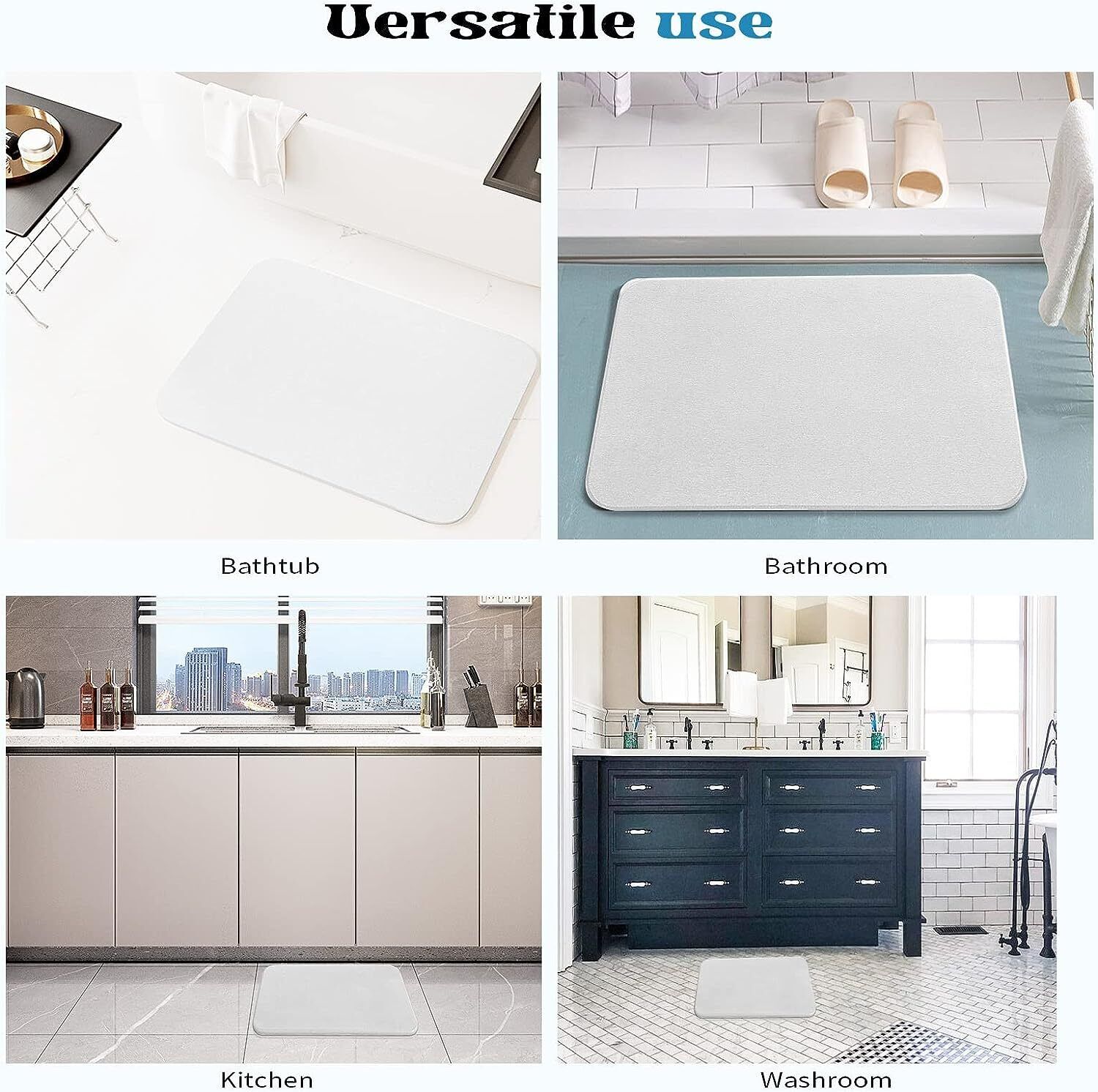 Diatomite Stone Bath Mat Absorbent Drying Bathstone Bathmat Rugs Non-Slip Mat - Mubimart -  