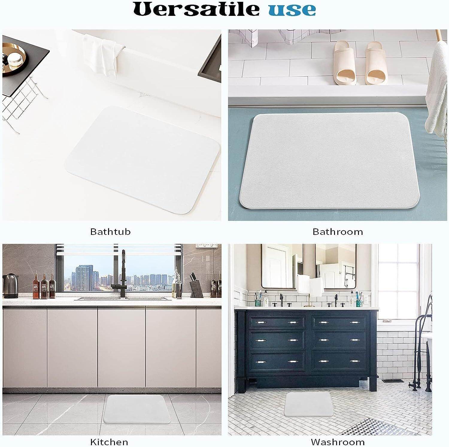 Diatomite Stone Bath Mat Absorbent Drying Bathstone Bathmat Rugs Non-Slip Mat - Mubimart