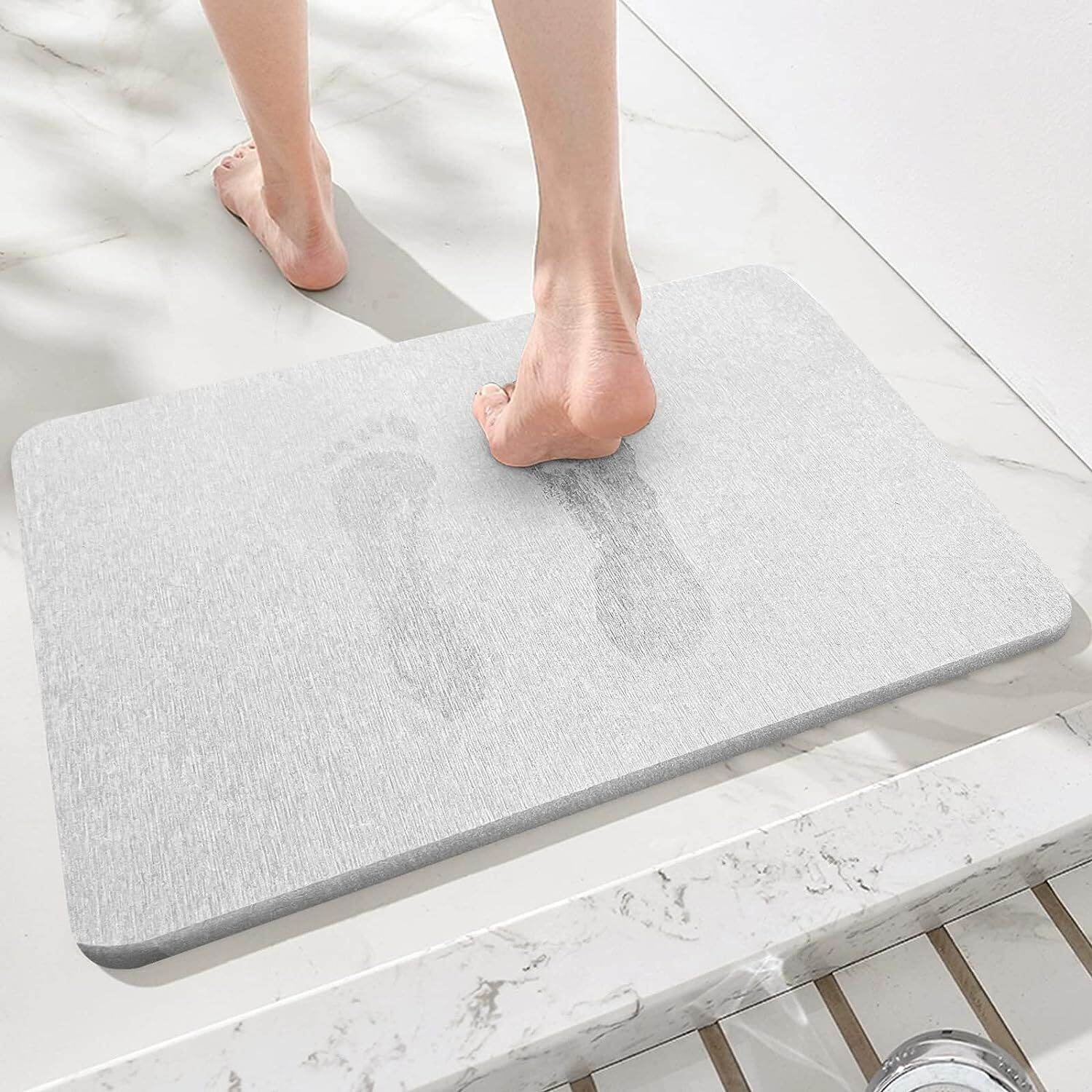 Diatomite Stone Bath Mat Absorbent Drying Bathstone Bathmat Rugs Non-Slip Mat - Mubimart