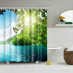 Digital Printing Shower Curtain Landscape Painting Shower Curtain Waterproof - Mubimart - Shower curtain 