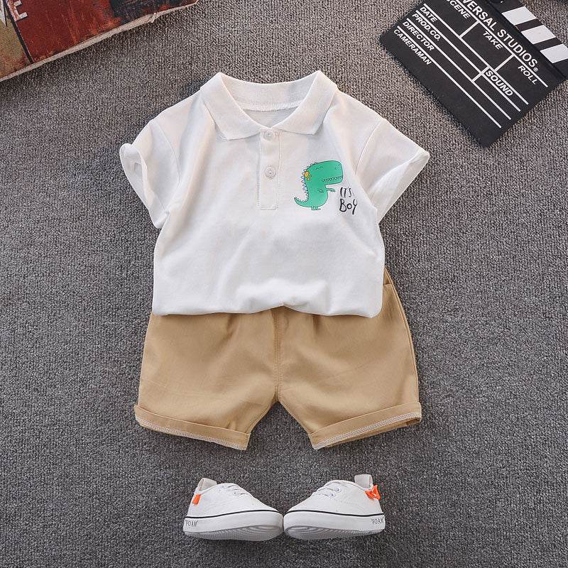Dinosaur Short-sleeved T-shirt Boy Cartoon Two-piece Suit - Mubimart