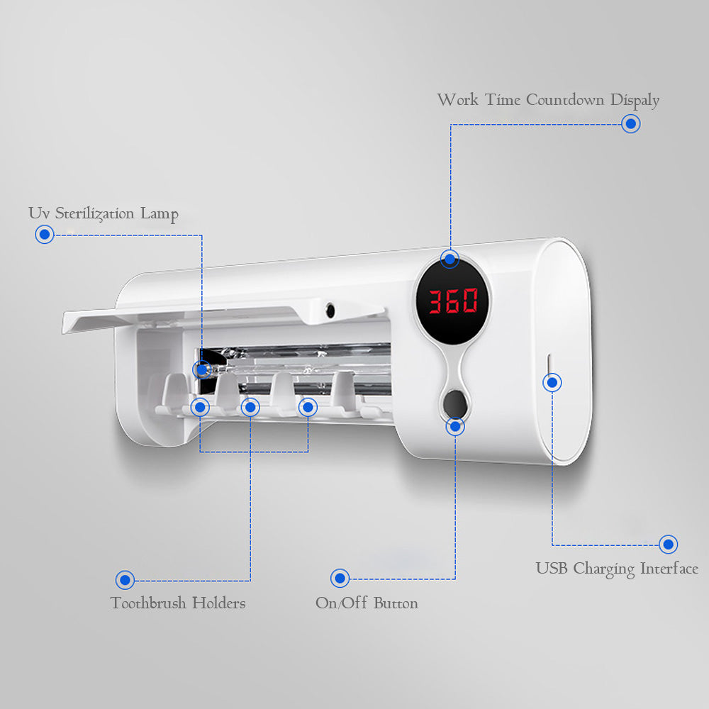 Disinfection Smart UV Toothbrush Holder - Mubimart -  