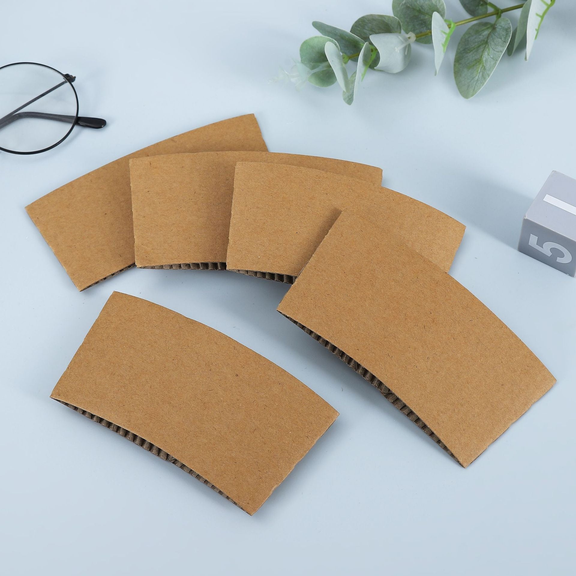 Disposable Kraft Corrugated Cup Sleeves Insulation - Mubimart -  