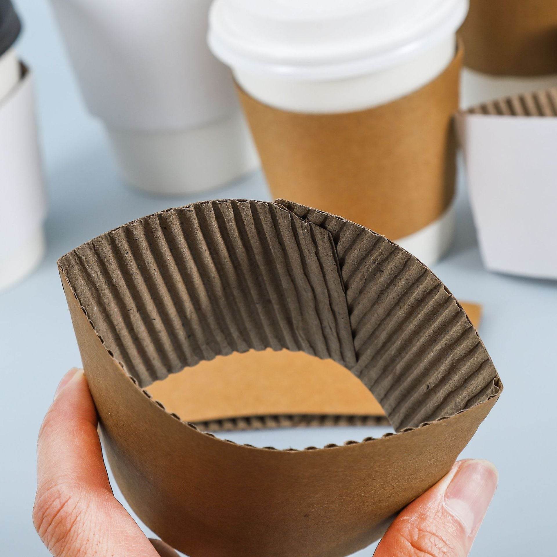 Disposable Kraft Corrugated Cup Sleeves Insulation - Mubimart