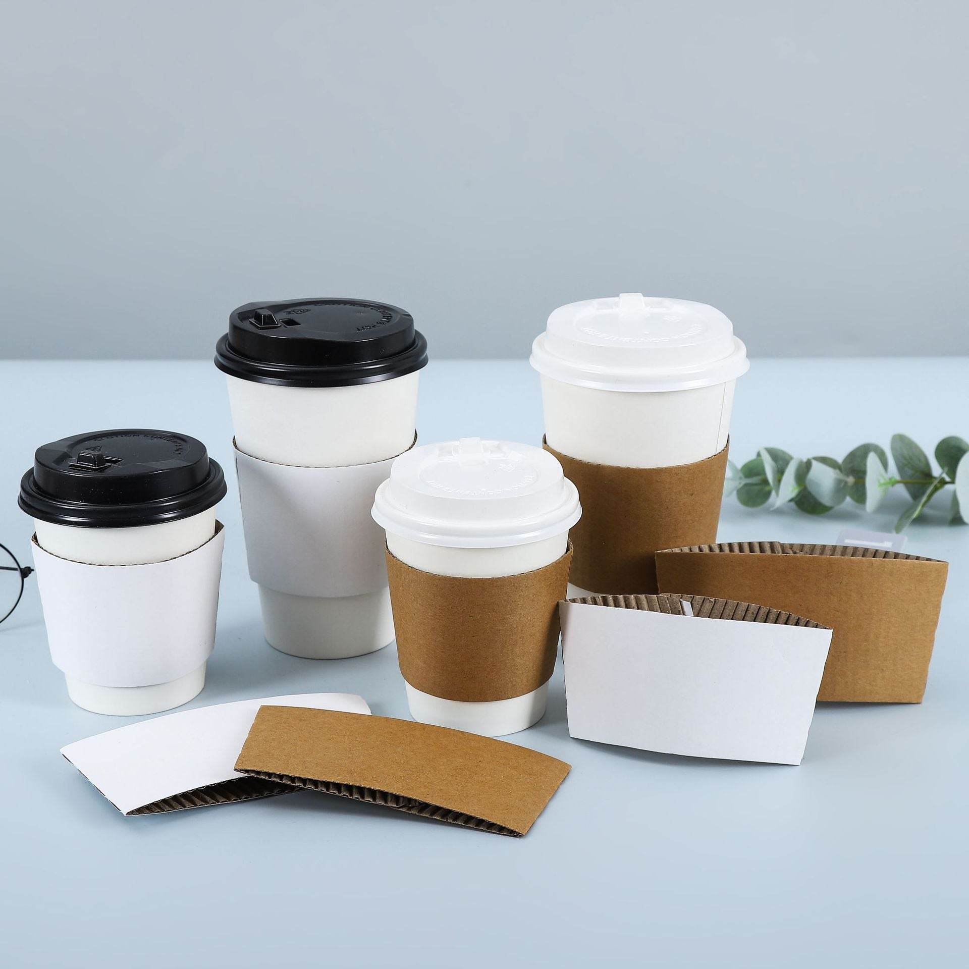 Disposable Kraft Corrugated Cup Sleeves Insulation - Mubimart