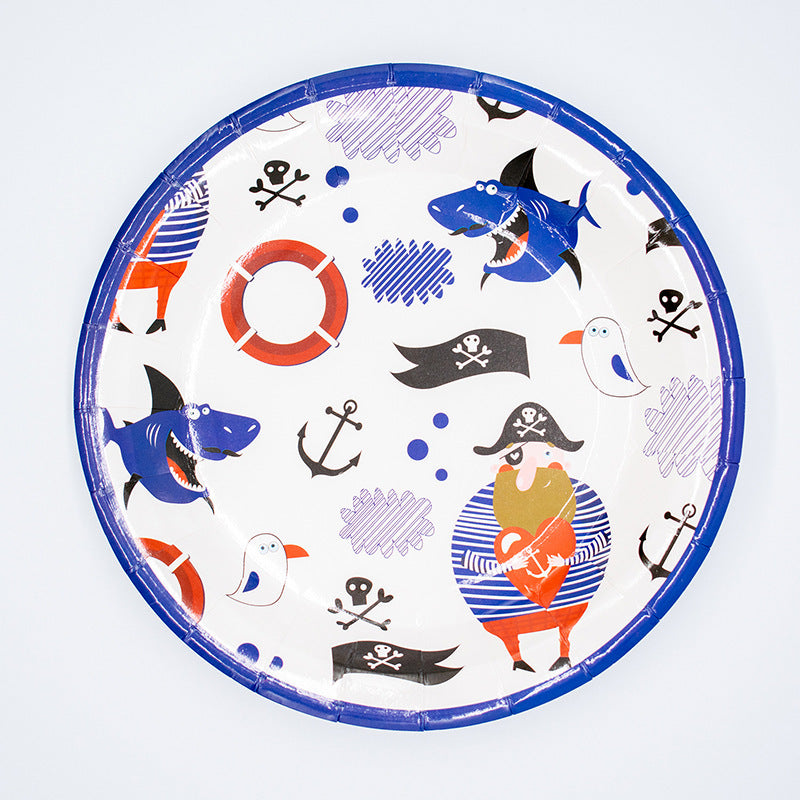 Disposable Pirate Party Decorations Disposable Paper Plates, Tablecloths, Paper Bags, Cake Inserts - Mubimart -  