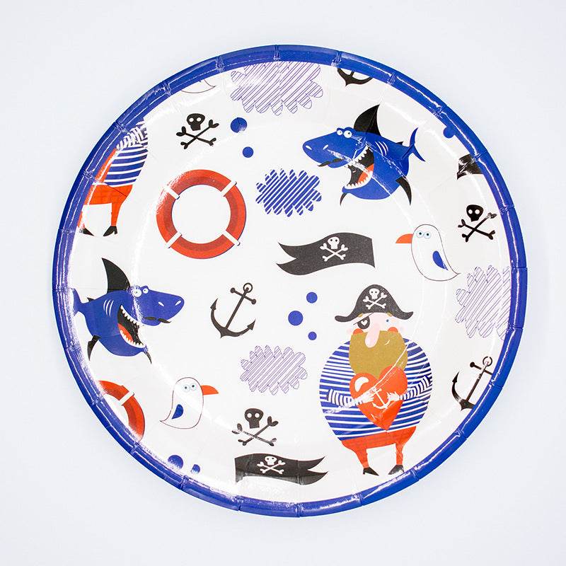 Disposable Pirate Party Decorations Disposable Paper Plates, Tablecloths, Paper Bags, Cake Inserts - Mubimart