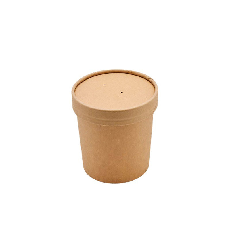 Disposable Soup Cup With Lid Paper Bowl Round Porridge Cup Takeaway Paper Cup Fast Food Soup Box Porridge Bowl - Mubimart - Disposable Cups 