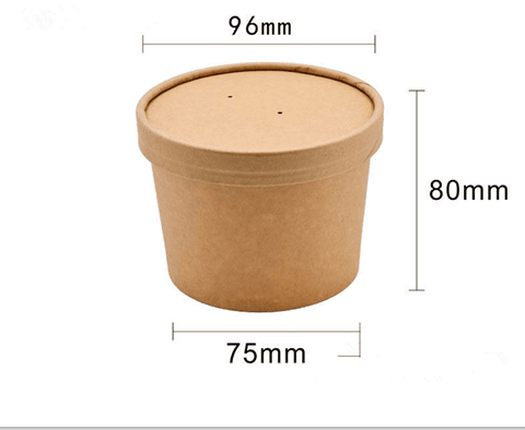 Disposable Soup Cup With Lid Paper Bowl Round Porridge Cup Takeaway Paper Cup Fast Food Soup Box Porridge Bowl - Mubimart