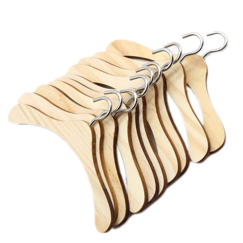Doll Accessories Wooden Doll Clothes Dress Hangers For Dolls Toys - Mubimart