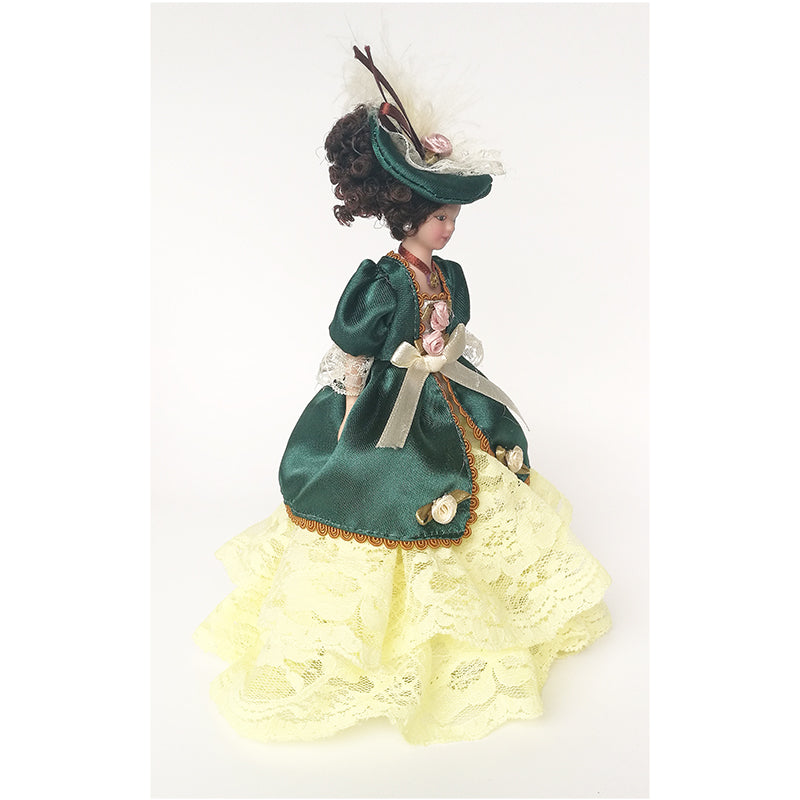 Dollhouse Miniature Porcelain Victorian Doll Model Green Dress Miss Lady - Mubimart -  