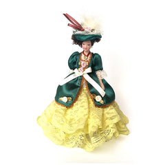 Dollhouse Miniature Porcelain Victorian Doll Model Green Dress Miss Lady - Mubimart - Doll 