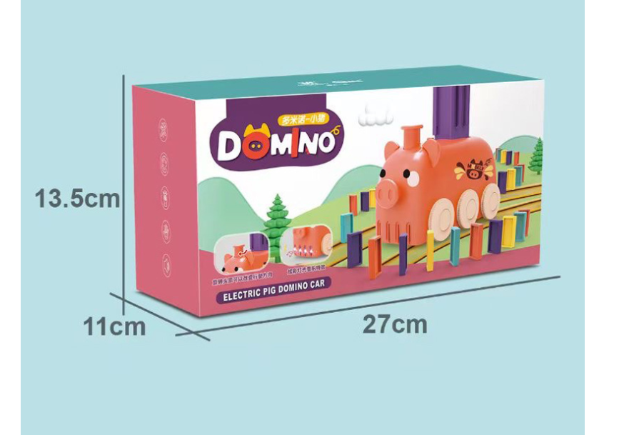 Domino Train Toy Stacking Block Set Domino Building Block Brain Developmental Electric Car Cartoon Block For Kids - Mubimart -  