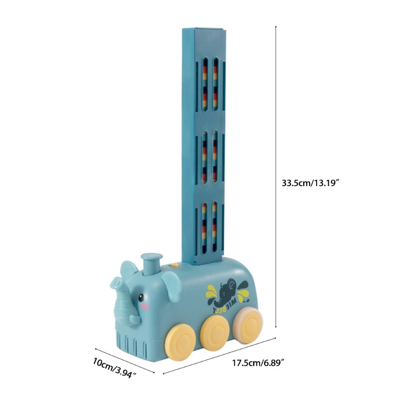 Domino Train Toy Stacking Block Set Domino Building Block Brain Developmental Electric Car Cartoon Block For Kids - Mubimart -  