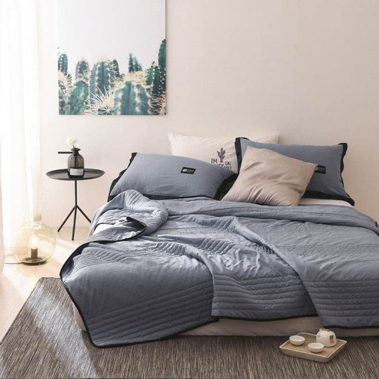 Double Air-conditioning Quilt With Solid Color Thin Quilt - Mubimart