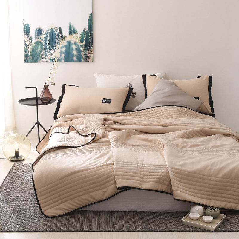 Double Air-conditioning Quilt With Solid Color Thin Quilt - Mubimart