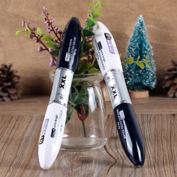 Double-Ended Mascara Black And White Brush Head Thick Mascara - Mubimart