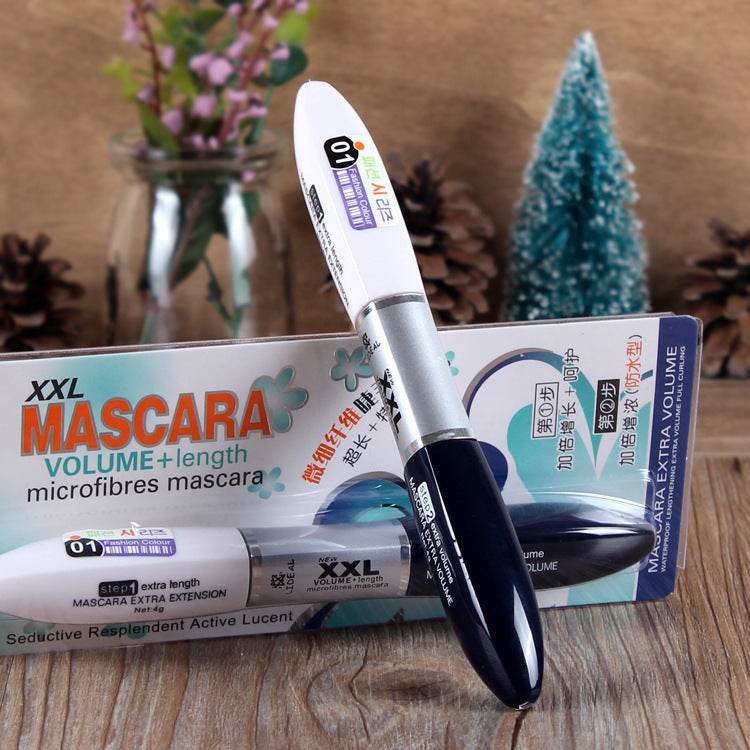 Double-Ended Mascara Black And White Brush Head Thick Mascara - Mubimart