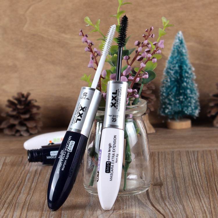 Double-Ended Mascara Black And White Brush Head Thick Mascara - Mubimart