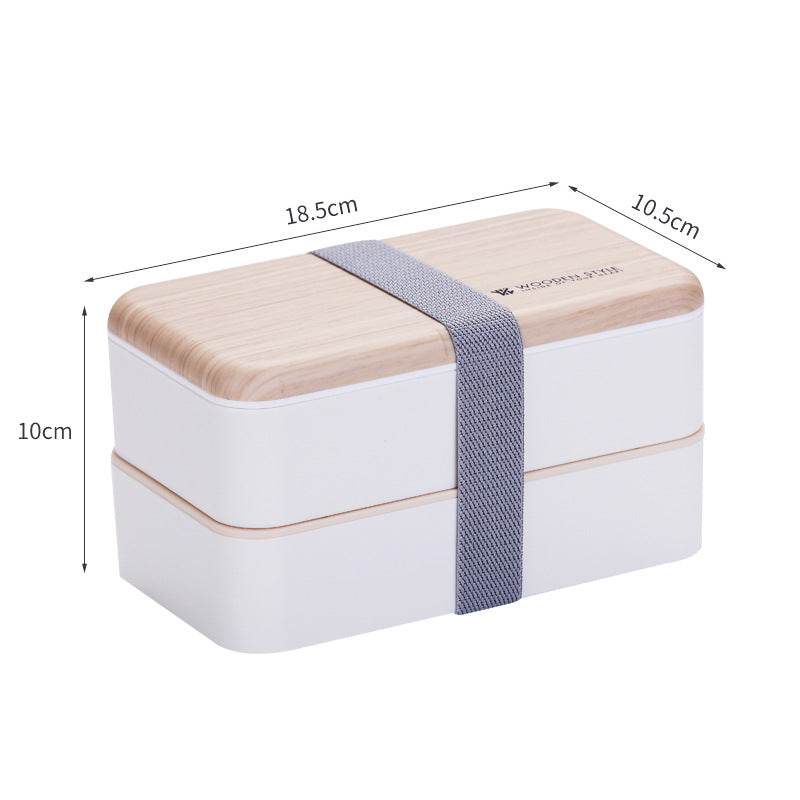Double Plastic Compartment Lunch Box Student Microwaveable Lunch - Mubimart