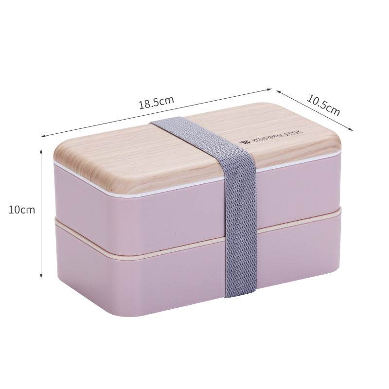 Double Plastic Compartment Lunch Box Student Microwaveable Lunch - Mubimart