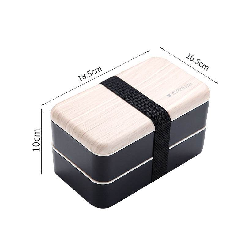 Double Plastic Compartment Lunch Box Student Microwaveable Lunch - Mubimart