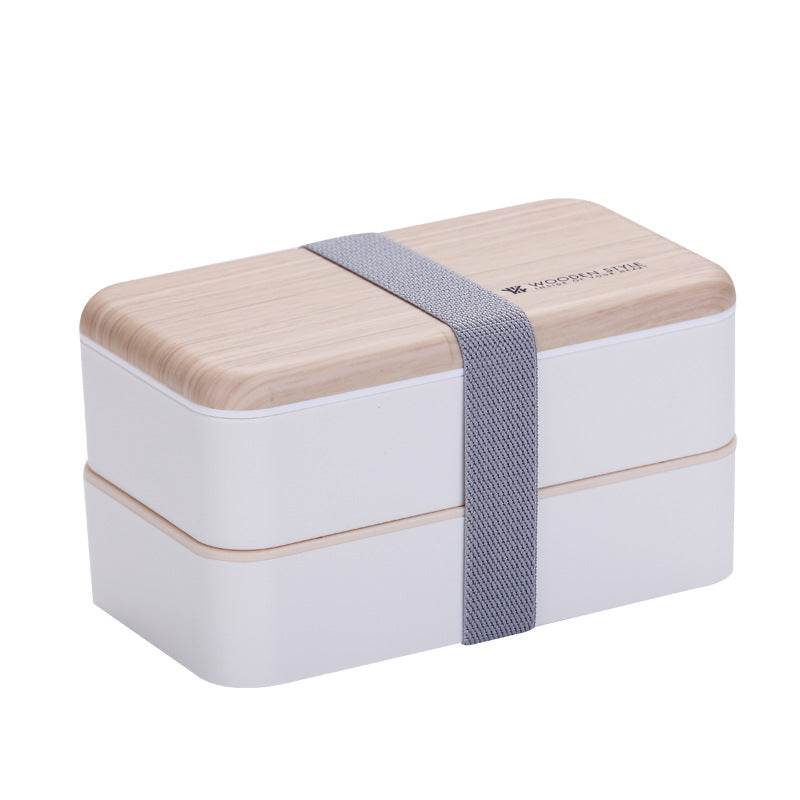 Double Plastic Compartment Lunch Box Student Microwaveable Lunch - Mubimart