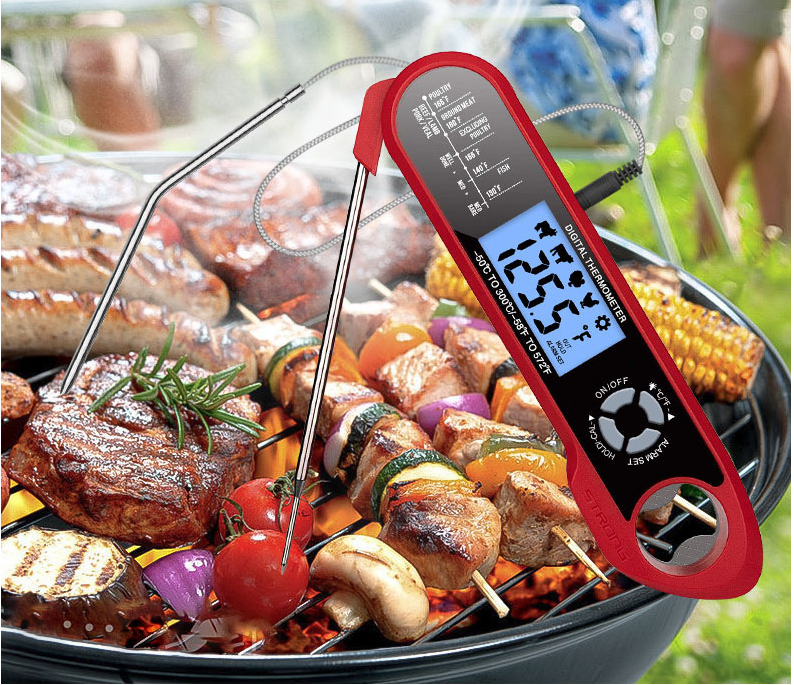 Double Probe Smart Oven Electronic Barbecue Thermometer Foldable Waterproof Household Food Cooking Thermometer - Mubimart -  