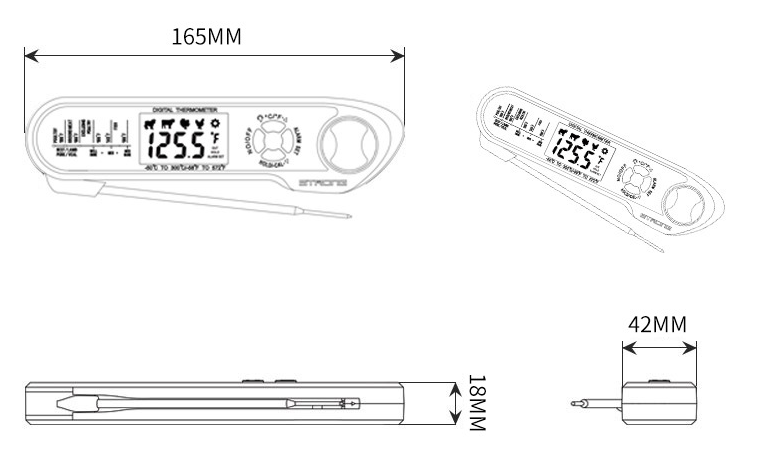 Double Probe Smart Oven Electronic Barbecue Thermometer Foldable Waterproof Household Food Cooking Thermometer - Mubimart -  