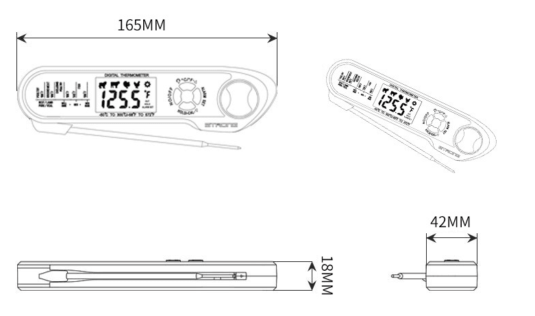 Double Probe Smart Oven Electronic Barbecue Thermometer Foldable Waterproof Household Food Cooking Thermometer - Mubimart