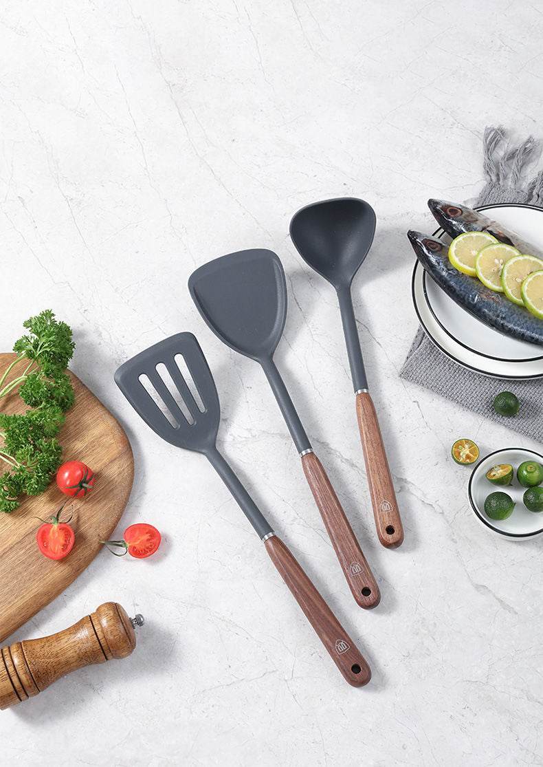 Double Shovel Walnut Shovel Soup Spoon Spatula Unpainted Spoon Silicone Cooking Spatula High Temperature Resistant Household Spatula - Mubimart