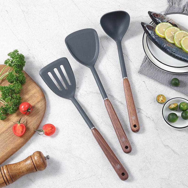 Double Shovel Walnut Shovel Soup Spoon Spatula Unpainted Spoon Silicone Cooking Spatula High Temperature Resistant Household Spatula - Mubimart
