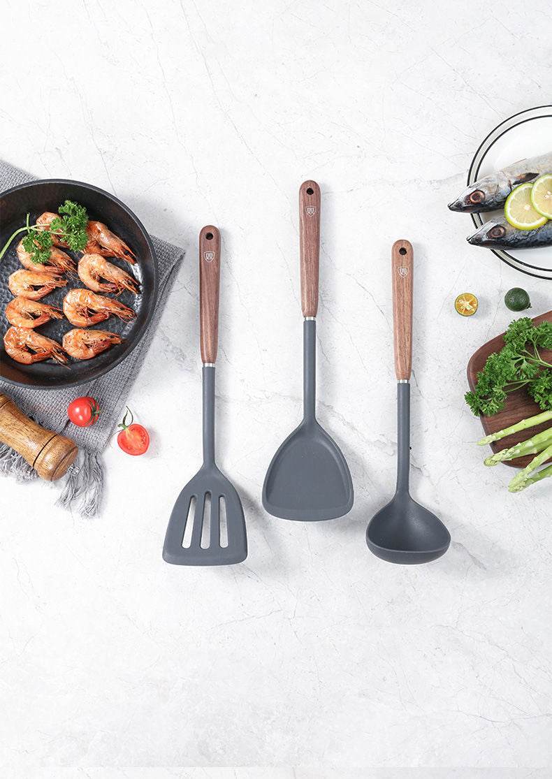 Double Shovel Walnut Shovel Soup Spoon Spatula Unpainted Spoon Silicone Cooking Spatula High Temperature Resistant Household Spatula - Mubimart