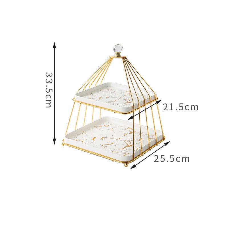 Double Three Layers Fruit Stand Ceramic Cake Wedding Display Stand - Mubimart