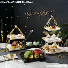 Double Three Layers Fruit Stand Ceramic Cake Wedding Display Stand - Mubimart - Cake Stand 