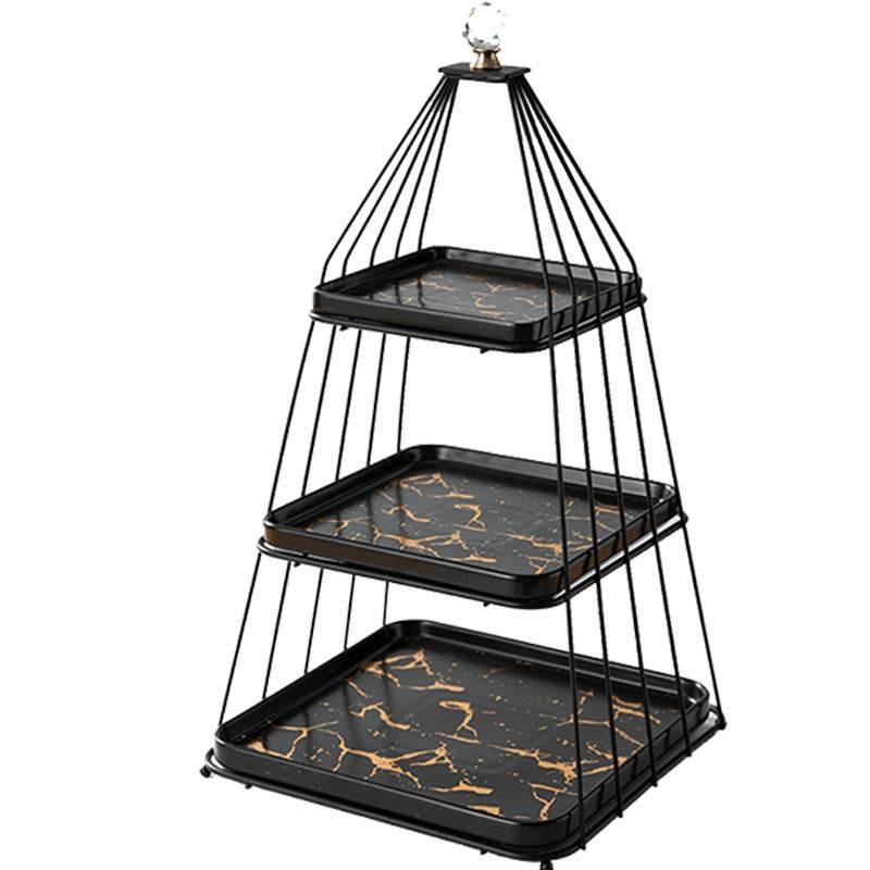 Double Three Layers Fruit Stand Ceramic Cake Wedding Display Stand - Mubimart