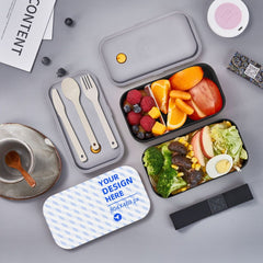 Double Tie Bento Box With Cutlery - Mubimart -  