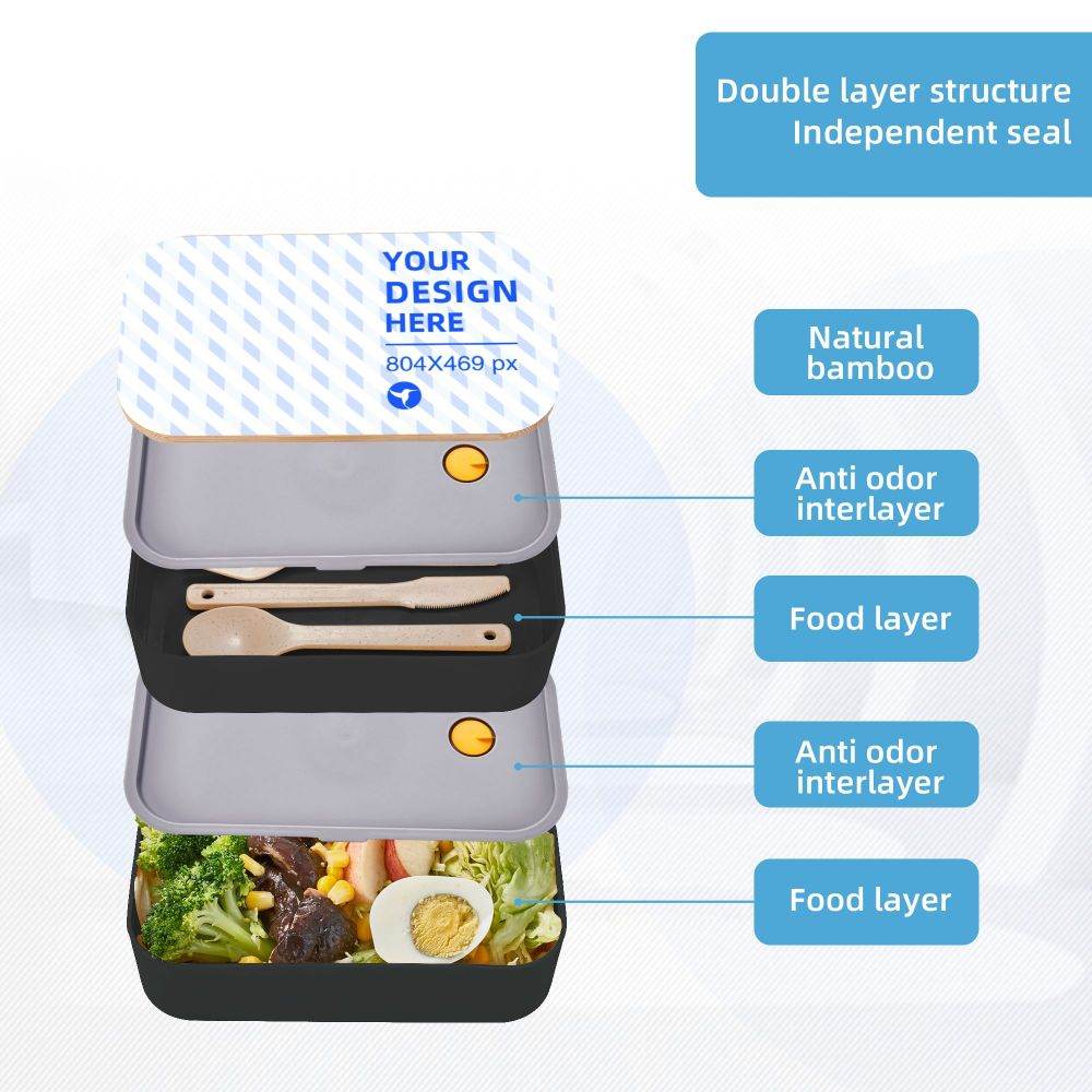 Double Tie Bento Box With Cutlery - Mubimart