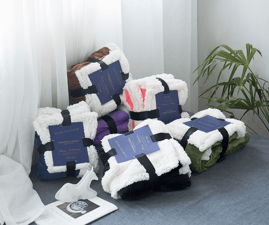 Double blankets spring and autumn warm nap blanket - Mubimart