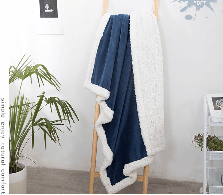 Double blankets spring and autumn warm nap blanket - Mubimart