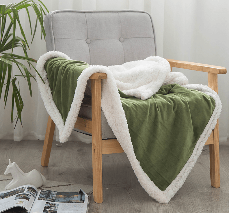 Double blankets spring and autumn warm nap blanket - Mubimart