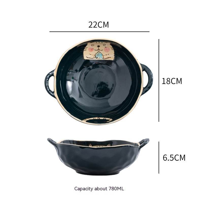 Double-ear Bowl Soup Bowl Household - Mubimart