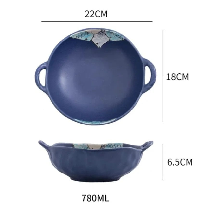 Double-ear Bowl Soup Bowl Household - Mubimart -  