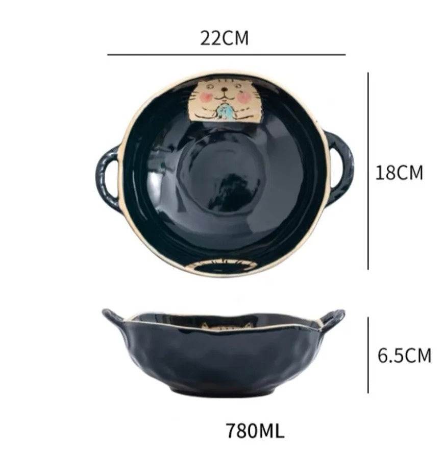 Double-ear Bowl Soup Bowl Household - Mubimart