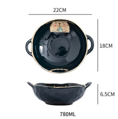 Double-ear Bowl Soup Bowl Household - Mubimart -  