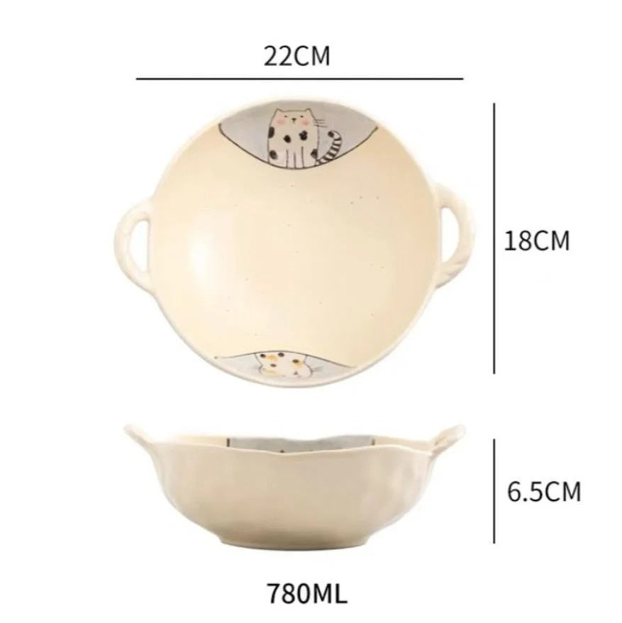 Double-ear Bowl Soup Bowl Household - Mubimart -  