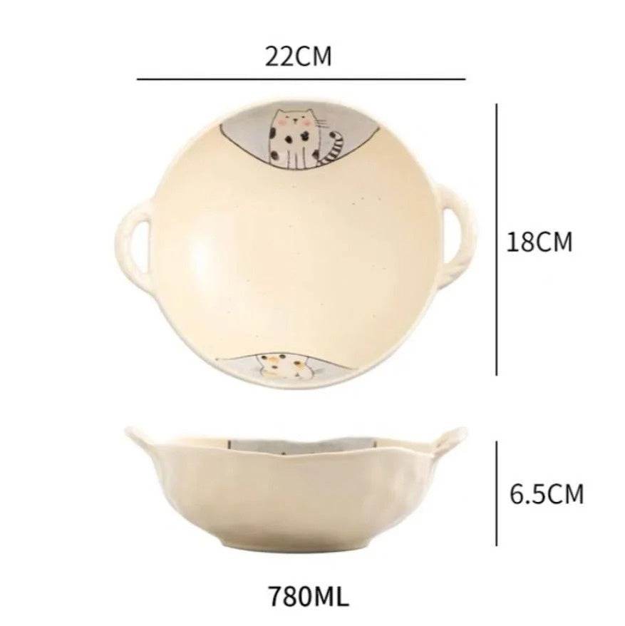 Double-ear Bowl Soup Bowl Household - Mubimart